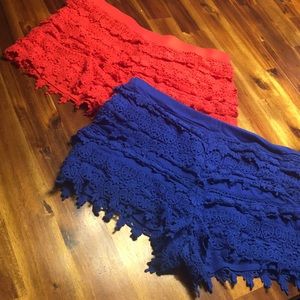 2 pair shorts Bright coral and bright blue.